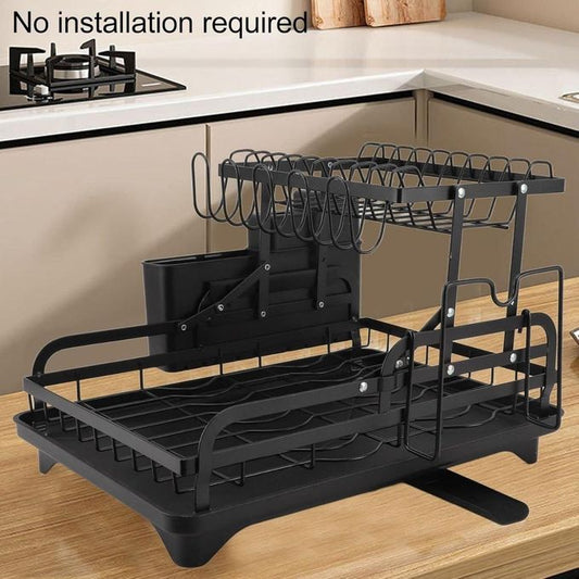 Égouttoir à Vaisselle à 2 Niveaux avec Bac Récupérateur