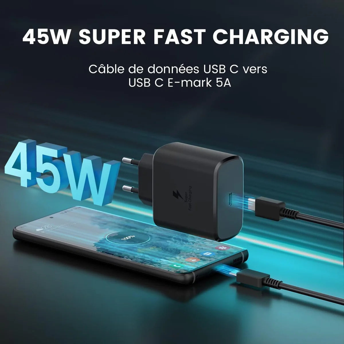 Chargeur Ultra Rapide Samsung 45W avec Câble