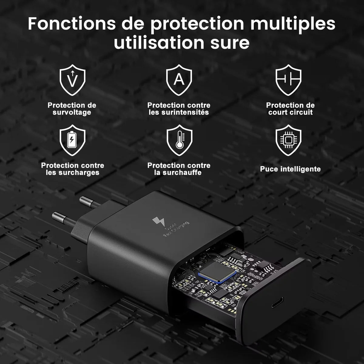 Chargeur Ultra Rapide Samsung 45W avec Câble