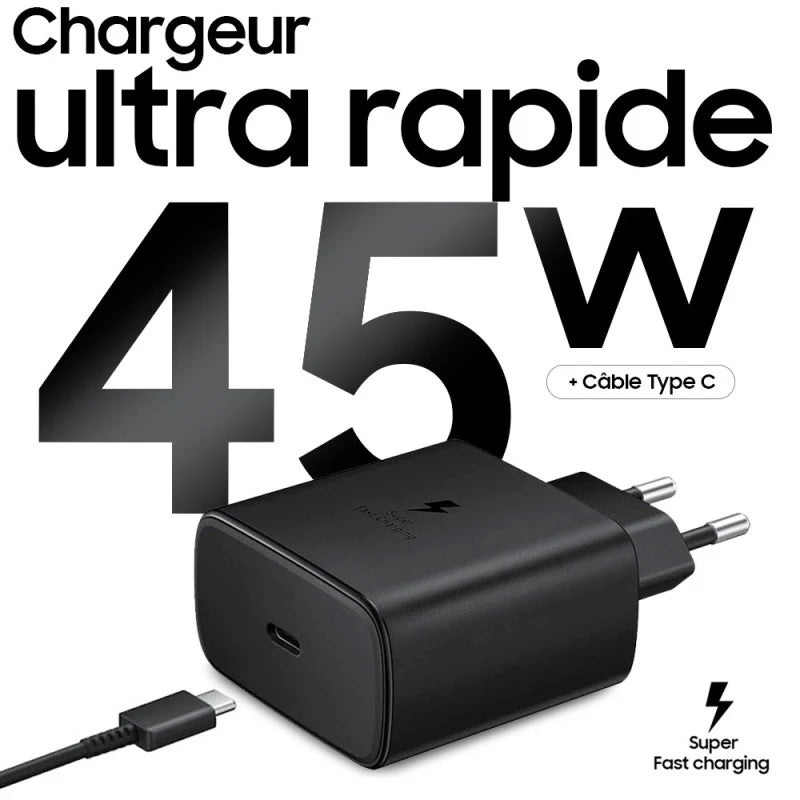 Chargeur Ultra Rapide Samsung 45W avec Câble