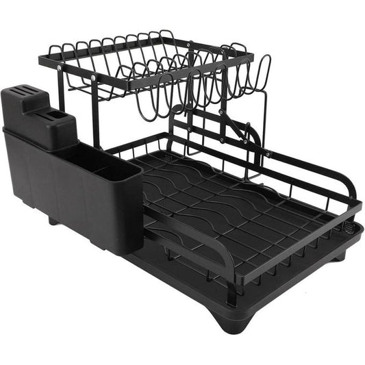 Égouttoir à Vaisselle à 2 Niveaux avec Bac Récupérateur