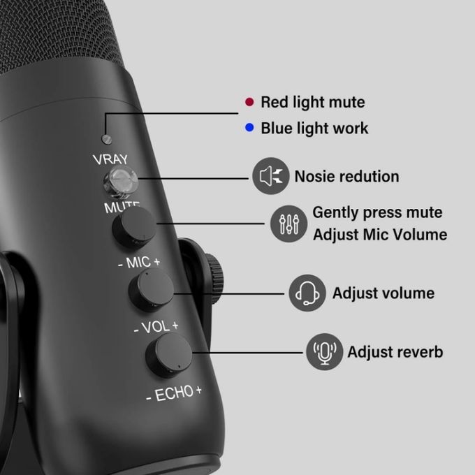 Microphone de Studio USB Jmary MC-PW8 avec Réduction de Bruit