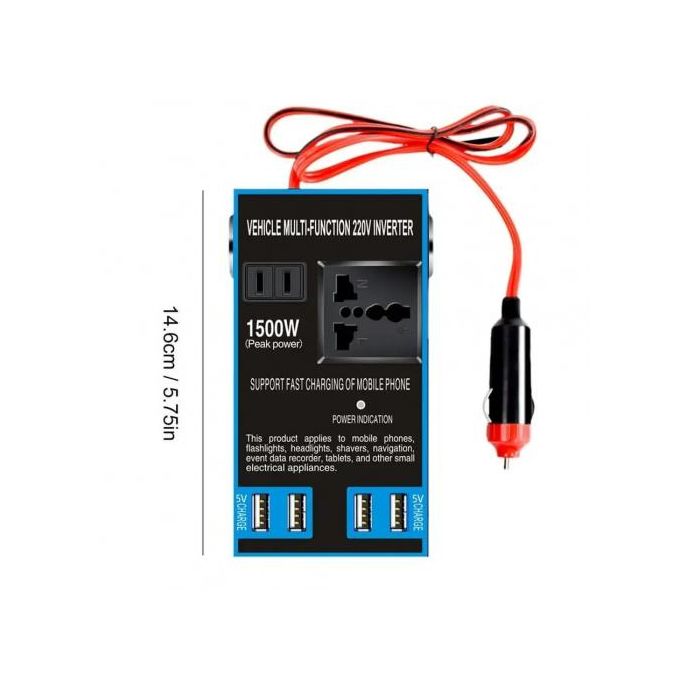 Convertisseur de Tension Voiture 1500W - 12V vers 220V