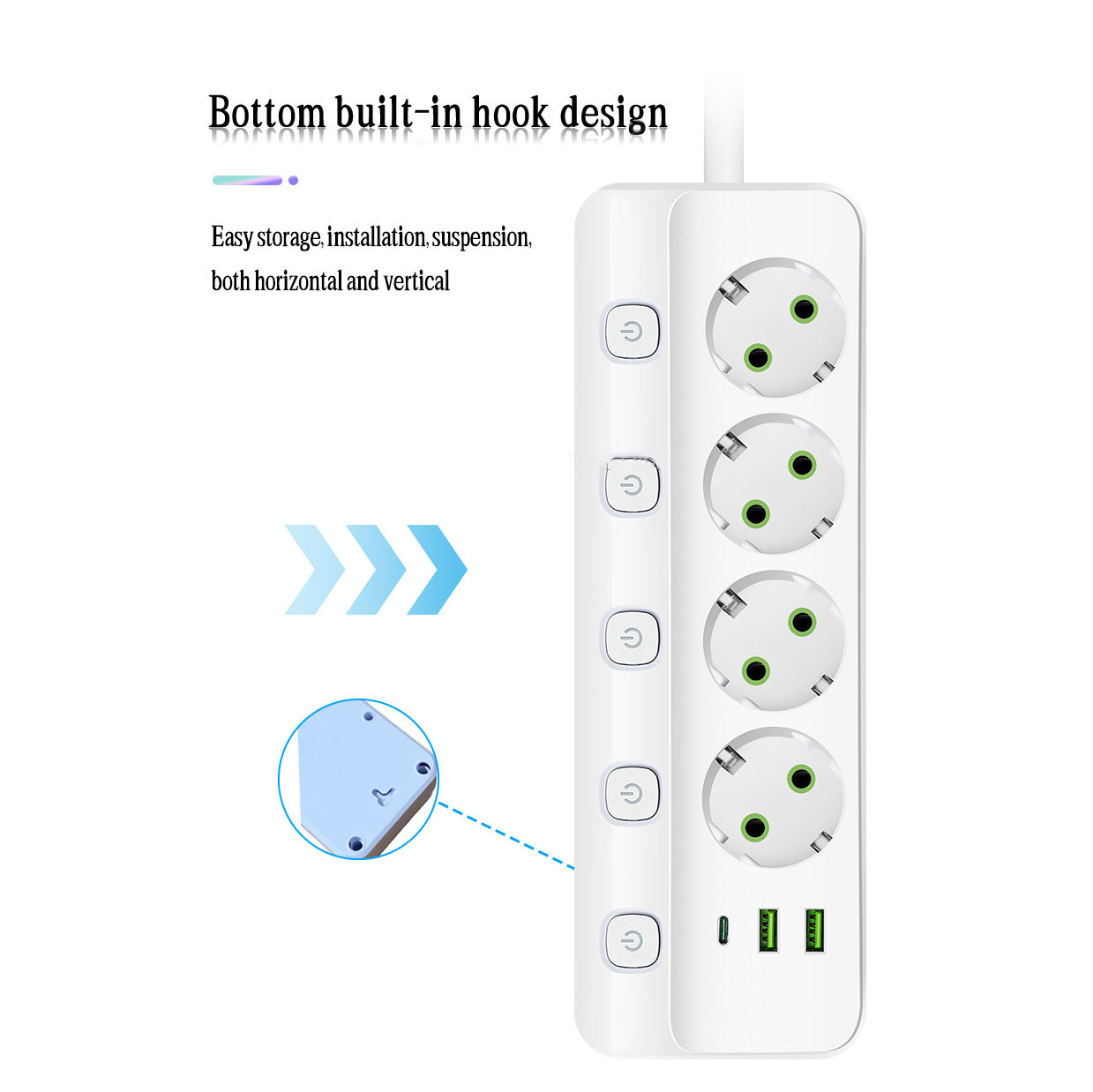 Tour Multiprise Compacte avec Contrôle Indépendant