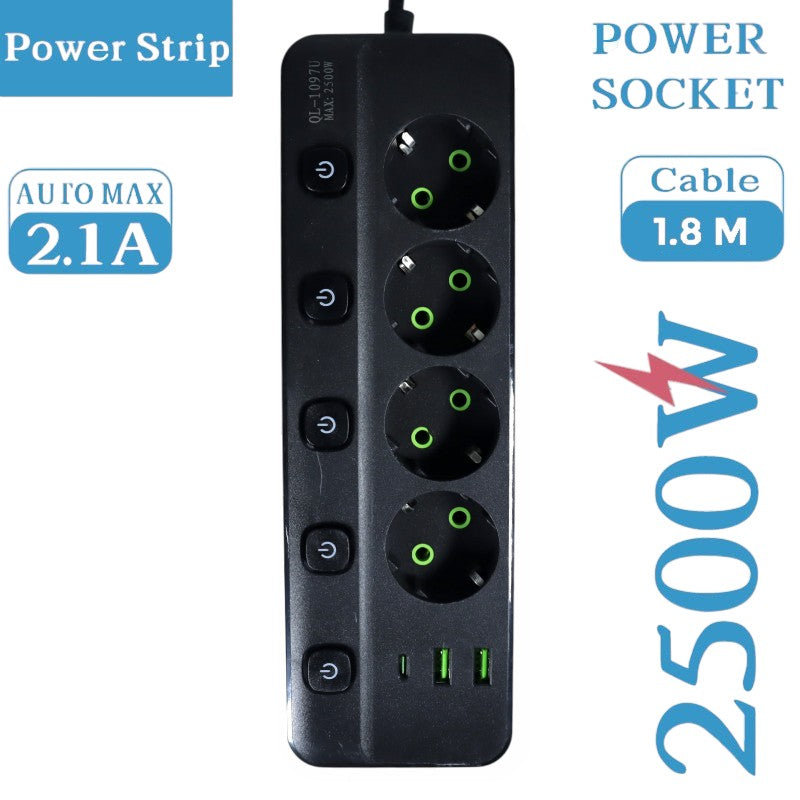 Tour Multiprise Compacte avec Contrôle Indépendant